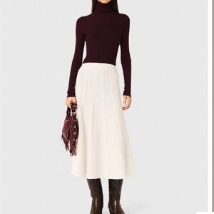 Maje Cream Ribbed Maxi Skirt
